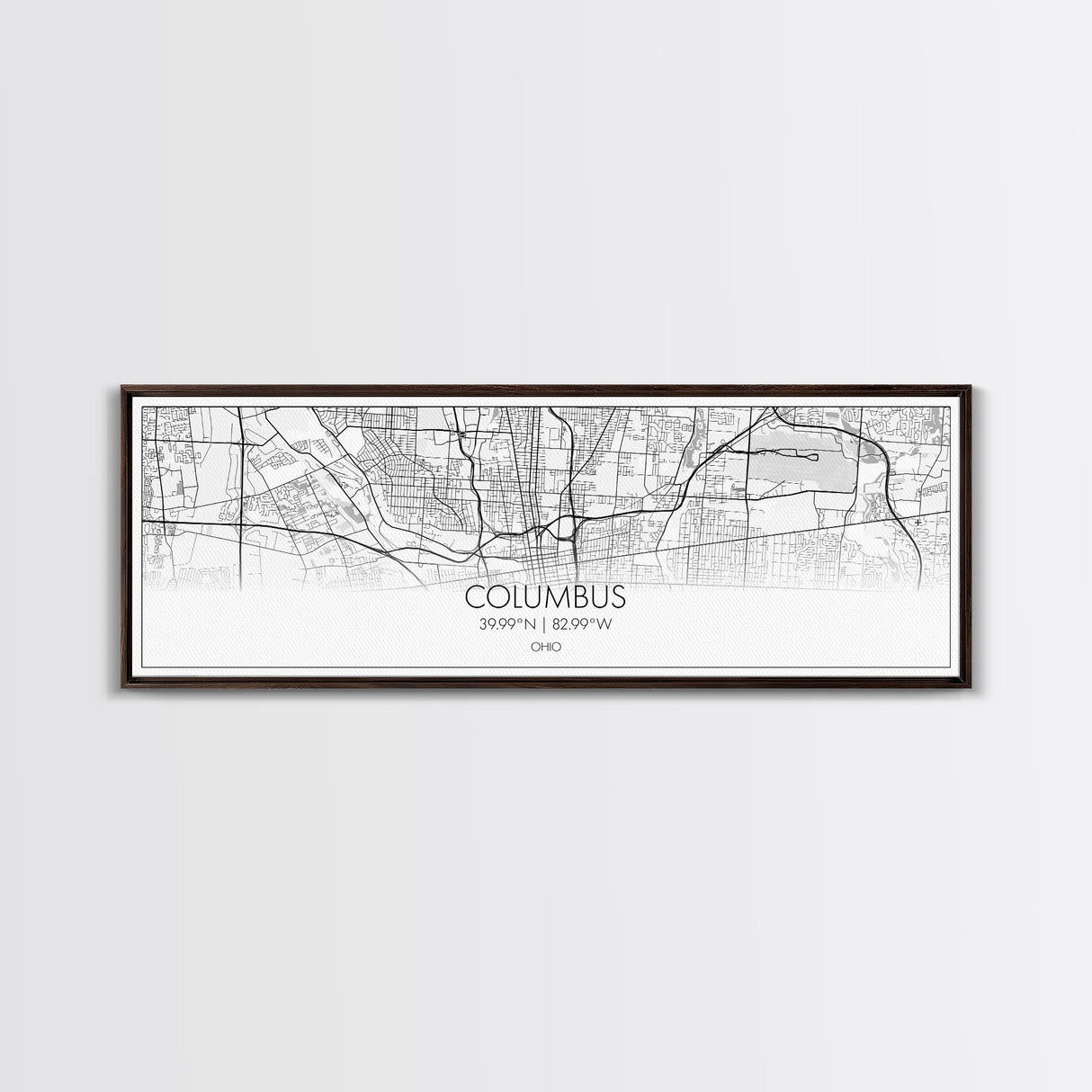 Panoramic Columbus City Map, Ohio Art, Map Print, Minimalist Wall Art, Canvas Art, Housewarming Gift, Street Map Art, Closing Gift