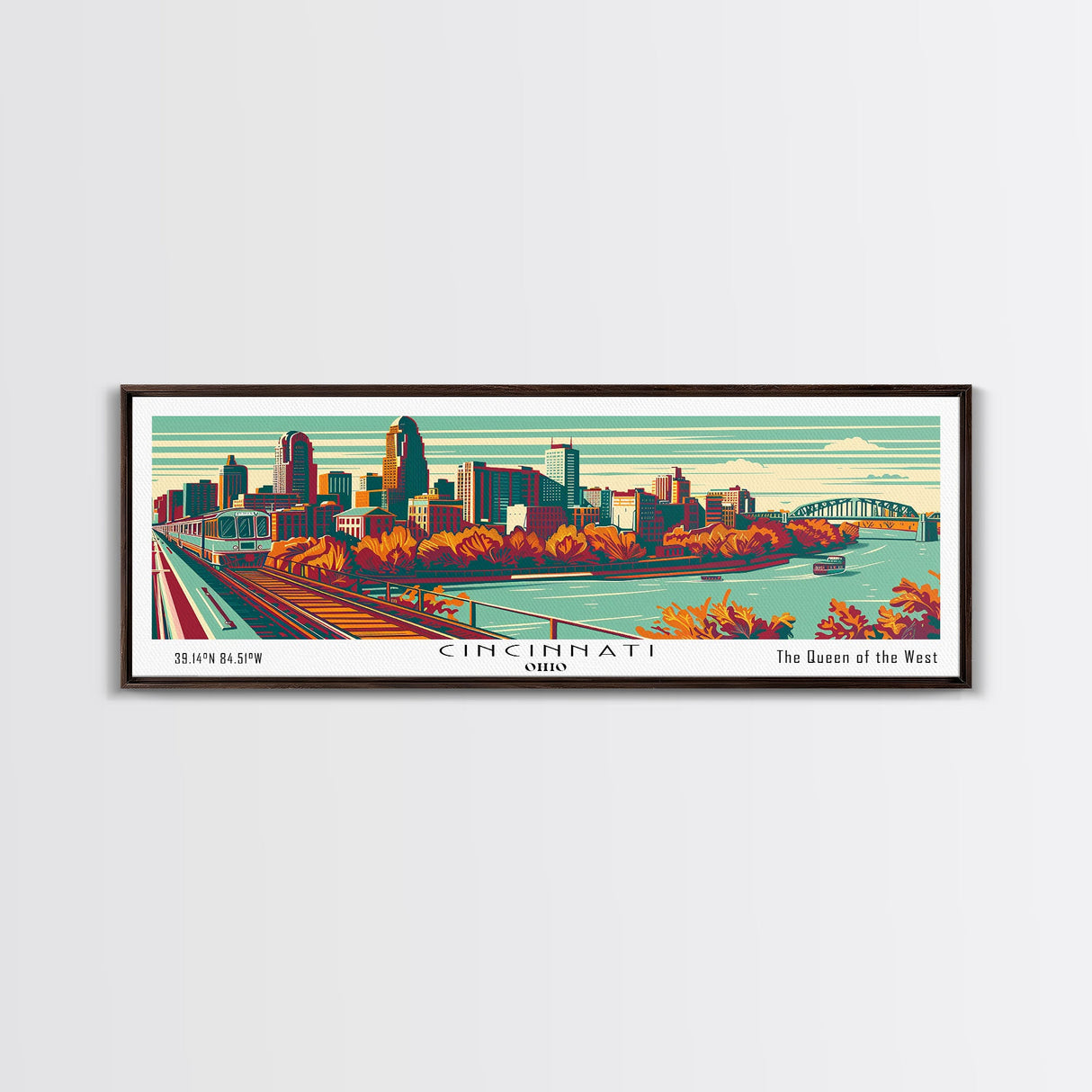 Cincinnati Ohio Panoramic Travel Poster Canvas Print