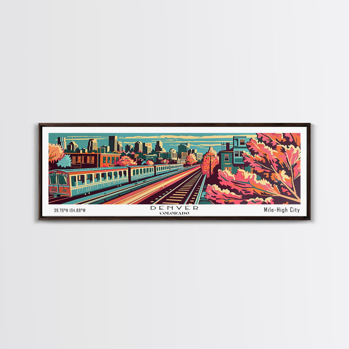 Denver Colorado Panoramic Travel Poster Canvas Print