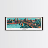 Memphis Tennessee Panoramic Painting Framed Canvas Print, Travel Poster, Mid Century Modern Art, Pop Art Style, Wall Decor, Retro Style Art