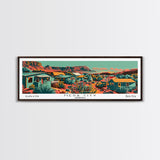 Mesa Arizona Panoramic Travel Poster Framed Canvas Print, Mid Century Modern Art, Pop Art Style, Wall Art, Home Decor, Office Wall Art