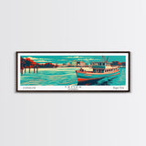 Tampa Florida Panoramic Travel Poster Framed Canvas Print, Mid Century Modern Art, Pop Art Style, Wall Art, Living Room Decor, Home Decor