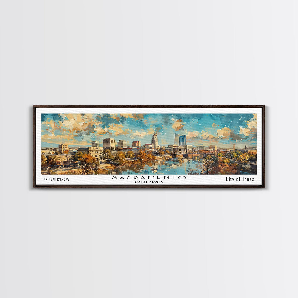 Sacramento California Panoramic Print, Creative Framed Canvas Print, City Travel Poster, Home Decoration, Wall Art, Unique Gift