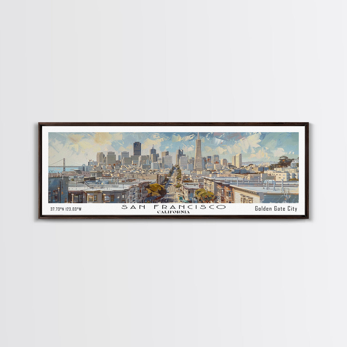 San Francisco California Panoramic Print, Beautiful Framed Canvas Print, Travel Poster Art, Home Decor, Living Room Wall Art