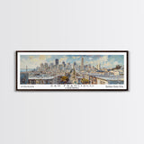 San Francisco California Panoramic Print, Beautiful Framed Canvas Print, Travel Poster Art, Home Decor, Living Room Wall Art