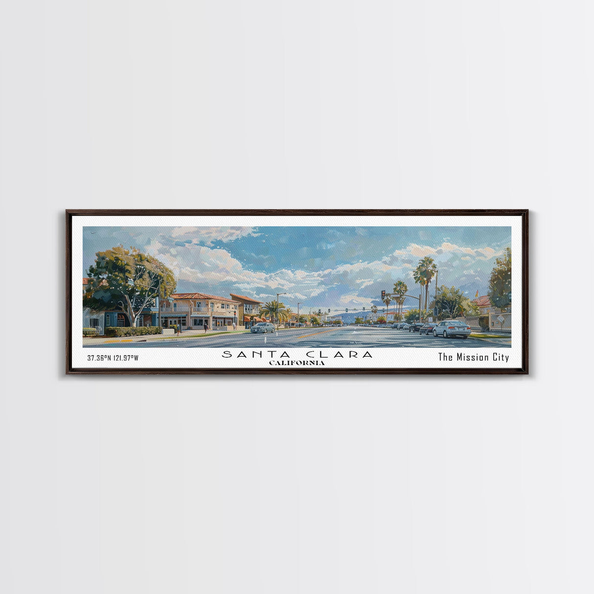 Santa Clara California Panoramic Print, Creative Framed Canvas Print, City Travel Poster, Home Decoration, Wall Art, Office Gift