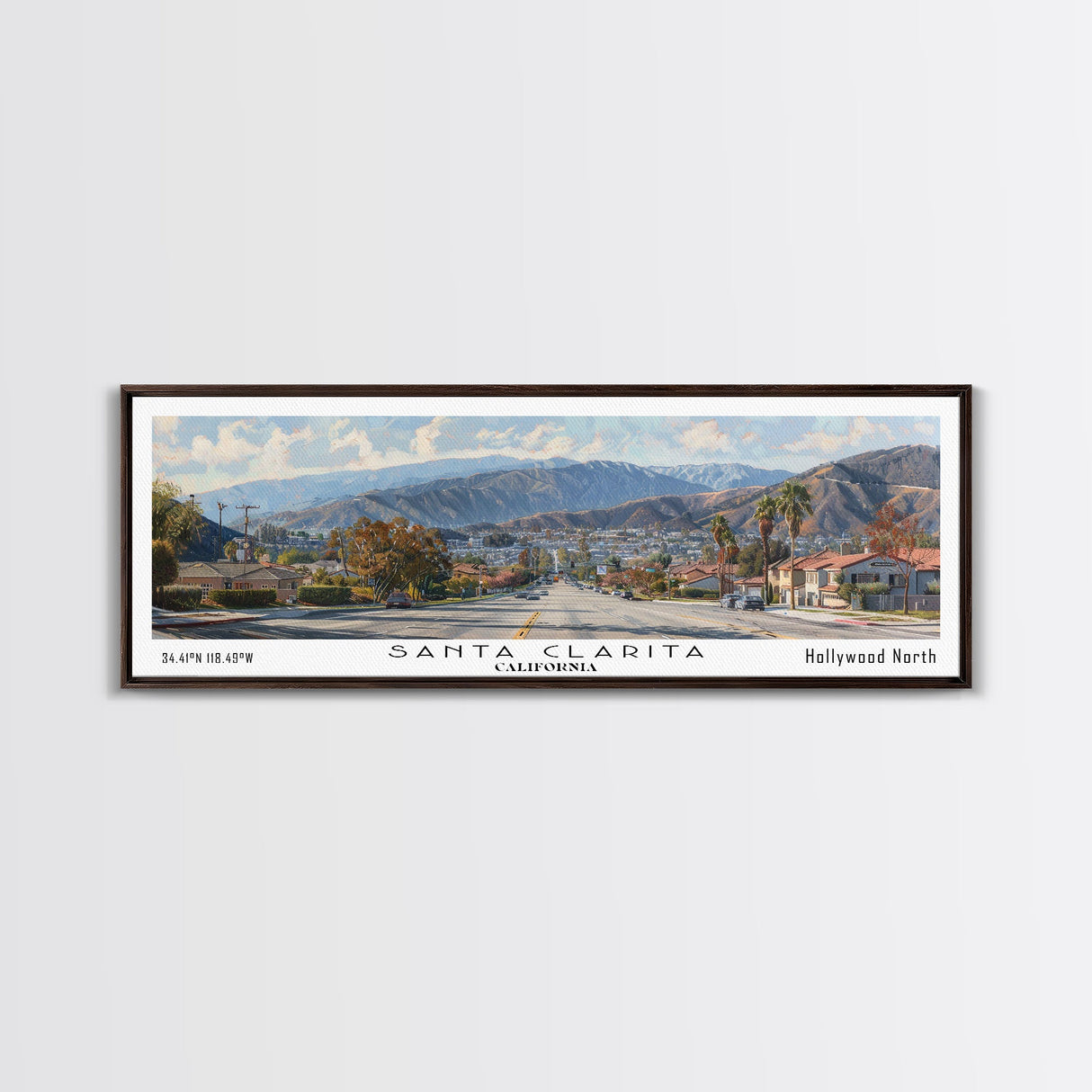 Santa Clarita California Travel Poster, Framed Canvas Print, Wall Art, Home Decor, Travel Print, Living Room Art, Artistic Gift