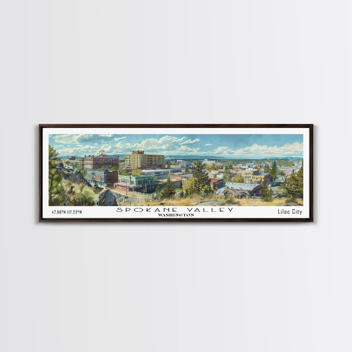 Spokane Valley Washington Travel Poster, Framed Canvas Print, Wall Art, Home Decor, Travel Gift, Living Room Art, Retro Style Art