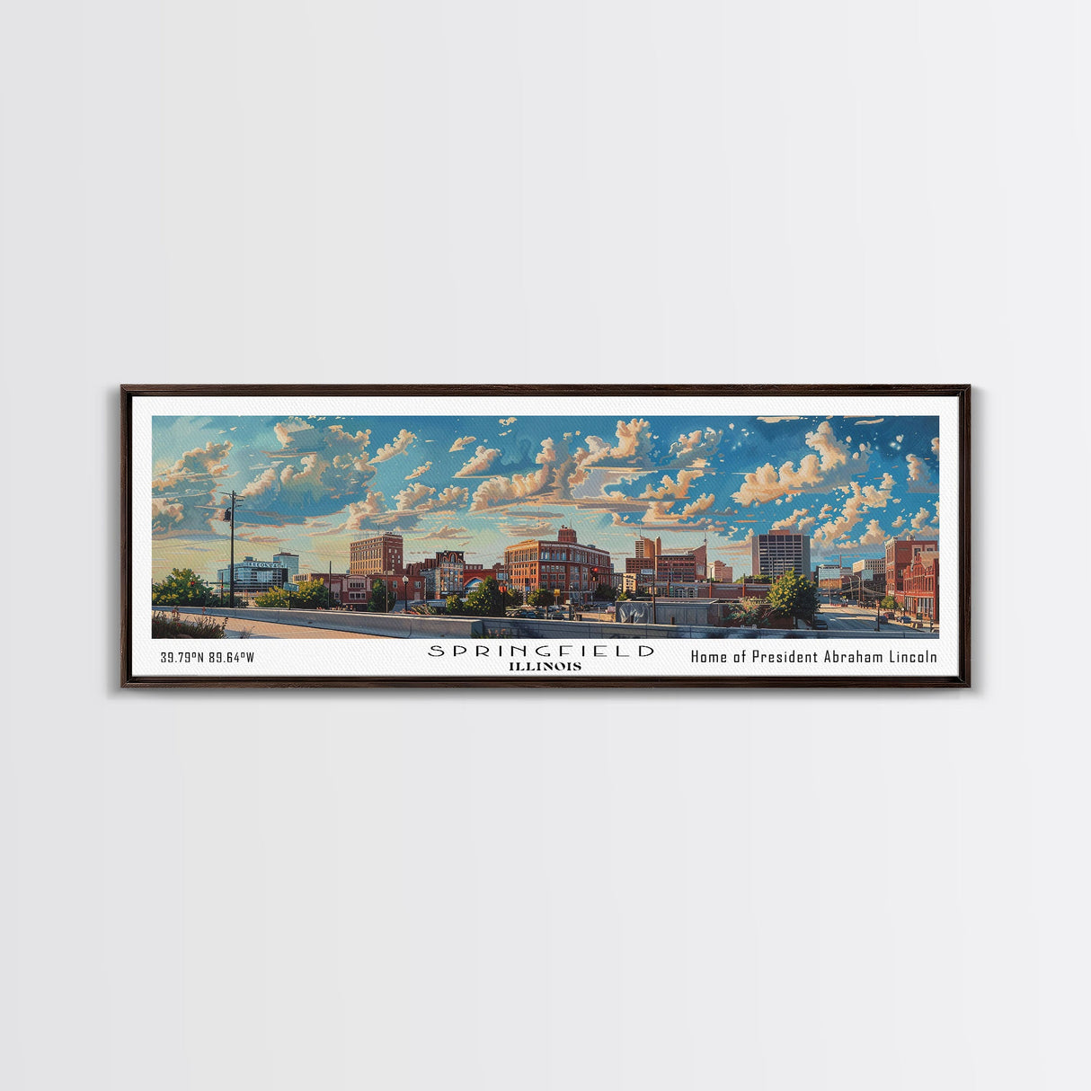 Springfield Illinois Travel Poster, Framed Canvas Print, Wall Art, Home Decor, Travel Gift, Living Room Art, Retro Style Art, Office Decor