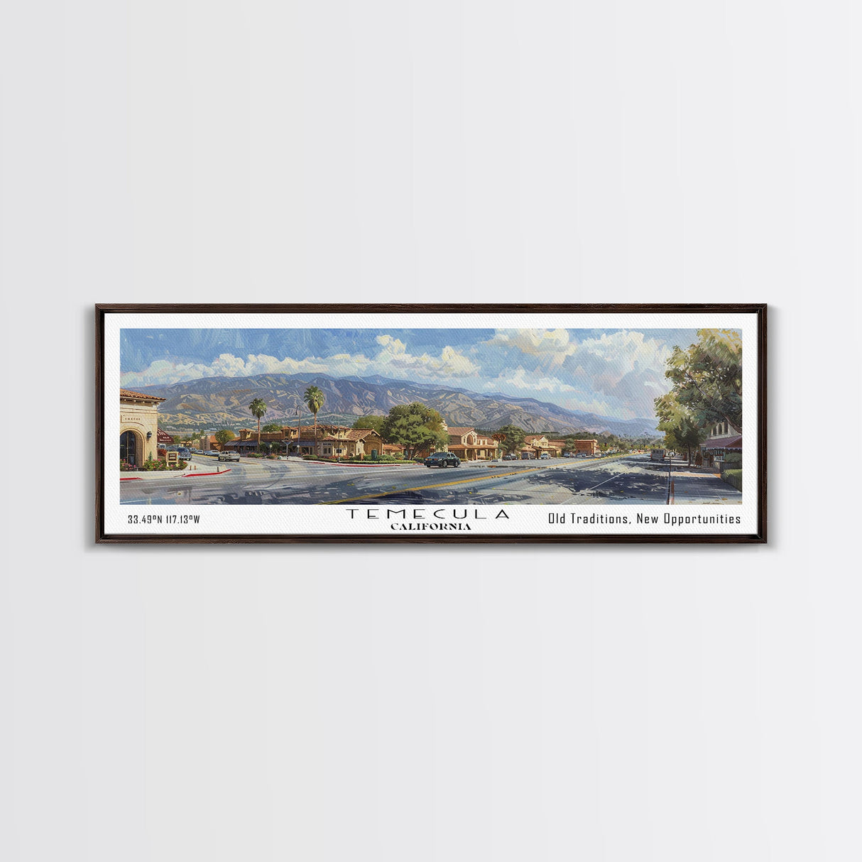 Temecula California Travel Poster, Framed Canvas Print, Wall Art, Home Decor, Travel Gift, Living Room Art, Retro Style Art