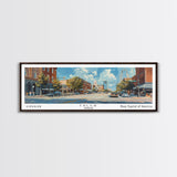 Tyler Texas Panoramic Wall Art, Framed Canvas Print, Retro Style Travel Poster, Unique Living Room Decor, Artistic Office Piece, Original Gift