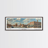 Woodbridge New Jersey Panoramic Painting, Framed Canvas Print, Retro Style Travel Poster, Artistic Wall Art, Unique Home Decor, Office Gift Idea