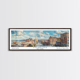 Yonkers New York Panoramic Framed Canvas Print, Retro Style Travel Poster, Artistic Wall Art, Unique Office Decor, Living Room Gift