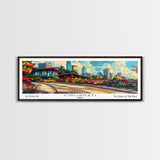 Cincinnati Ohio Panoramic Painting Framed Canvas Print, Mid Century Modern Art, Pop Art Style, Travel Poster, Wall Art Decor