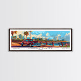 Corpus Christi Texas Panoramic Painting Framed Canvas Print, Mid Century Modern Art, Pop Art Style, Travel Poster, Living Room Decor