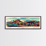 Henderson Nevada Panoramic Painting Framed Canvas Print, Mid Century Modern Art, Pop Art Style, Travel Poster, Living Room Decor