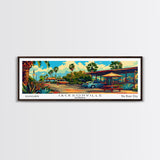 Jacksonville Florida Panoramic Painting Framed Canvas Print, Mid Century Modern Art, Pop Art Style, Travel Poster, Wall Art Decor