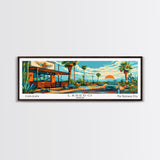 Laredo Texas Panoramic Wall Art, Pop Art Framed Canvas Print, Mid Century Modern Home Decor, Retro Style Travel Poster