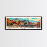 Lincoln Nebraska Panoramic Wall Art, Mid Century Modern Framed Canvas Print, Retro Pop Art Travel Poster, Home Decor