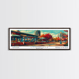 Louisville Kentucky Panoramic Wall Art, Mid Century Modern Framed Canvas Print, Retro Pop Art Travel Poster, Home Decor