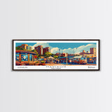 Madison Wisconsin Panoramic Painting, Mid Century Modern Framed Canvas Print, Retro Style Wall Art, Pop Art Travel Poster