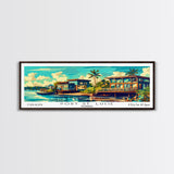 Port St. Lucie Florida Panoramic Framed Canvas Print, Retro Style Wall Art, Mid Century Modern Home Decor, Pop Art Travel Poster