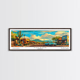 Tucson Arizona Panoramic Wall Art, Mid Century Modern Framed Canvas Print, Retro Pop Art Travel Poster, Office Wall Art, Living Room Decor