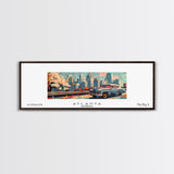 Atlanta Georgia Panoramic Painting, Mid Century Modern Framed Canvas Print, Retro Pop Art Travel Poster, Wall Decor, Gift Idea, Home Decor