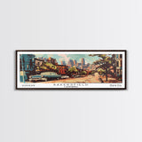 Baltimore Maryland Panoramic Painting, Mid Century Modern Framed Canvas Print, Retro Pop Art Travel Poster, Wall Decor, Home Decor, Wall Hanging