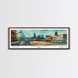 Cleveland Ohio Panoramic Wall Art, Mid Century Modern Framed Canvas Print, Retro Pop Art Travel Poster, Office Wall Art, Living Room Decor