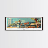 Corpus Christi Texas Panoramic Painting, Mid Century Modern Framed Canvas Print, Retro Pop Art Travel Poster, Wall Decor, Home Decor, Wall Hanging