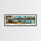 Jacksonville Florida Panoramic Wall Art, Mid Century Modern Framed Canvas Print, Retro Pop Art Travel Poster, Living Room Art, Office Decor, Wall Hanging