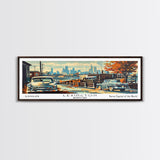 Lexington Kentucky Panoramic Wall Art, Mid Century Modern Framed Canvas Print, Retro Pop Art Travel Poster, Living Room Art, Office Decor, Wall Hanging