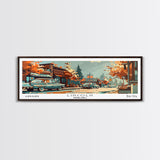 Lincoln Nebraska Panoramic Painting, Mid Century Modern Framed Canvas Print, Retro Pop Art Travel Poster, Wall Art, Home Decor, Office Wall Art, Living Room Decor