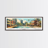 Orlando Florida Panoramic Wall Art, Mid Century Modern Framed Canvas Print, Retro Pop Art Travel Poster, Home Decor, Office Art, Gift Idea, Living Room Wall Hanging