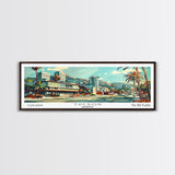 Tucson Arizona Panoramic Wall Art, Mid Century Modern Framed Canvas Print, Retro Pop Art Travel Poster, Living Room and Office Decor