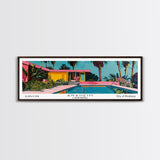 Anaheim California Panoramic Painting, Mid Century Modern Framed Canvas Print, Retro Pop Art Travel Poster, Office Wall Art, City Print