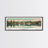 Bellevue Washington Panoramic Painting, Mid Century Modern Framed Canvas Print, Retro Pop Art Travel Poster, Office Wall Art, City Print