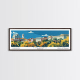 Columbia Missouri Panoramic Wall Art, Mid Century Modern Framed Canvas Print, Retro Pop Art Travel Poster, City Home Decor, Office Wall Art