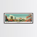 Columbia Missouri Panoramic Wall Art, Mid Century Modern Framed Canvas Print, Retro Pop Art Travel Poster, City Home Decor, Office Wall Art