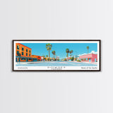 Downey California Panoramic Wall Art, Mid Century Modern Framed Canvas Print, Retro Pop Art Travel Poster, City Living Room Decor, Home Decor