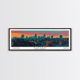 Durham North Carolina Panoramic Painting, Mid Century Modern Framed Canvas Print, Retro Pop Art Travel Poster, City Wall Art, Office Decor