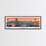 El Cajon California Panoramic Wall Art, Mid Century Modern Framed Canvas Print, Retro Pop Art Travel Poster, City Home Decor, Office Art