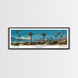 Fontana California Panoramic Painting, Mid Century Modern Framed Canvas Print, Retro Pop Art Travel Poster, Living Room Wall Art