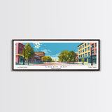 Green Bay Wisconsin Panoramic Art, Mid Century Modern Framed Canvas Print, Retro Pop Art Travel Poster, City Wall Art