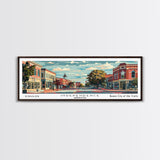 Independence Missouri Panoramic Painting, Mid Century Modern Framed Canvas Print, Retro Pop Art Travel Poster, Home Decor