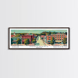 Independence Missouri Panoramic Painting, Mid Century Modern Framed Canvas Print, Retro Pop Art Travel Poster, Home Decor