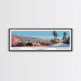 Inglewood California Panoramic Wall Art, Mid Century Modern Framed Canvas Print, Retro Pop Art Travel Poster, Home Wall Art