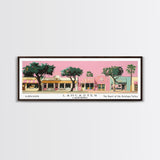 Lancaster California Panoramic Painting, Mid Century Modern Framed Canvas Print, Retro Pop Art Travel Poster, Home Decor