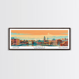 Lowell Mississippi Panoramic Painting, Mid Century Modern Framed Canvas Print, Retro Pop Art Travel Poster, Office Wall Art